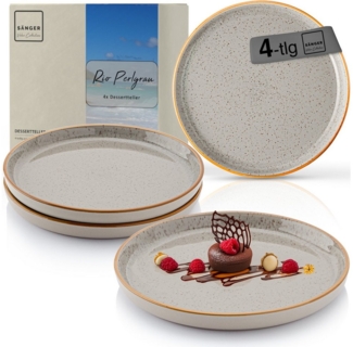 SÄNGER Teller Rio, (4 St), Rio Perlgrau, 4x Dessertteller, Steingut, Handmade, VALUE COLLECTION