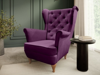Beautysofa Ohrensessel Sessel FALCO Chesterfield Wohnzimmersessel Fernsehsessel