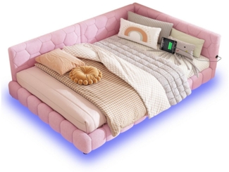 HAUSS SPOLE Schlafsofa 140*200cm mit Umgebungslicht, USB-Anschluss, mit Matratze Rosa
