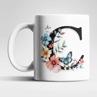 WS-Trend Tasse Name A bis Z Blumen Schmetterlinge Kaffeetasse Teetasse Geschenkidee, Keramik