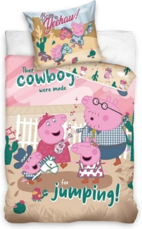 Carbotex Bettwäsche Peppa Pig - Peppa Wutz - Wende-Bettwäsche-Set, 135x200 & 80x80, Baumwolle, 100% Baumwolle