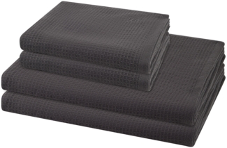 Ross Pique 4 tlg. Frottier-Set - 2 X Handtuch (50 X 100cm) und 2 X Duschtuch (70 X 140cm) - 520 g/m2 - Anthrazit
