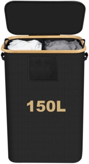 ElitVita Wäschebox 150 L Wäschesammler mit Deckel, mit 2 herausnehmbarem Wäschesack (1 St), Faltbar, 2 fächer, mit Griff, für Bad Schlafzimmer Schmutzwäsche