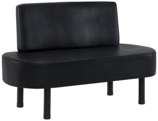 BarberPub 3-Sitzer Sitzbank mit Rückenlehne, 130 cm Wartebank für Friseursalon, Polsterbank mit Rückenlehne, Flurbank Schwarz, Wohnzimmerbank, Schuhbank W517 (Schwarz/Kunstleder)