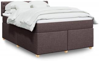 vidaXL Boxspringbett mit Matratze Dunkelbraun 160x200 cm Stoff 3286741