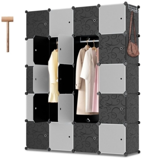 Clanmacy Kleiderschrank 20 Fächer Aufbewahrungsbox DIY Regalsystem (Mosaik Deko DIY-Regalsystem, 20 Fächer) Mit Türen, Stapelbar