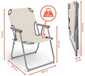 Spetebo Campingstuhl Camping Klappstuhl belastbar bis 120 kg - 2er Set (Anzahl, 1 St), zusammenklappbar