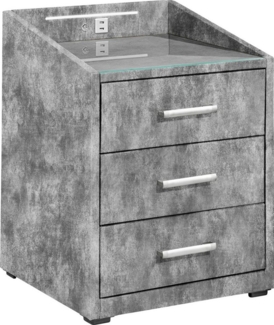 MOON Nachttisch Boxspringbett, Infinity Grau - Funktionaler Nachtschrank mit USB-Anschluss und LED-Beleuchtung - 47 x 61 x 46 cm (B/H/T)