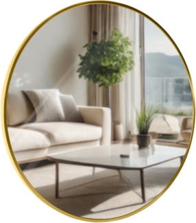 Wandspiegel GDANSK - Metall Gold glanz 60x3x60 cm | Runder Spiegel Wand Hängespiegel Schlafzimmer Flur