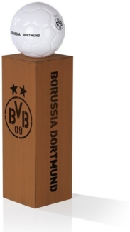 BVB Dekosäule LED Rost-Optik Leuchtkugel 84cm braun, BVB Fußball Garten Dekoration Deko Gartenleuchte Terrassen