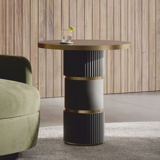 Casa Padrino Luxus Beistelltisch Dunkelgrau / Messing H. 65 cm - Wohnzimmer & Hotel Möbel