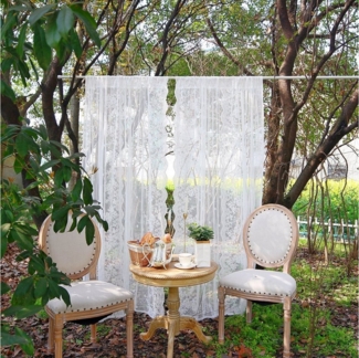 Sunicol Outdoorgardine Outdoor Voile Vorhang, Transparent Gardinen, Spitze Vorhänge, 2er, für Garten Terrasse Pavillon Veranda Balkon