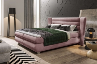 99rooms Tyson Boxspringbett 160x200 cm Struktur JAZZ Rosa Taschen-Federung