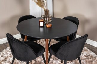 BOURGH Esstisch PLAZA Esszimmertisch Ø100x75cm - Runder Esstisch in Schwarz/Walnuss, Tisch in modernem Design