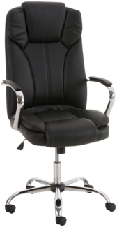 DELUKE® Bürostuhl JUBEL - 115 x 62 x 70, Schwarz Kunstleder Metall in Chromoptik Gestell ergonomische Bürostühle Homeoffice Stuhl mit Rollen