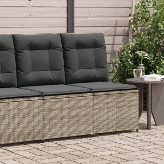 vidaXL Gartensessel mit Liegefunktion und Kissen Grau Poly Rattan 368975