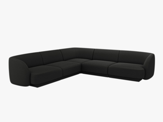 Micadoni 5-Sitzer Symmetrisches Ecksofa Miley Boucle Baloo Schwarz