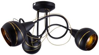 LED Deckenleuchte, Glas-Kugeln, schwarz-gold, 45 cm, LOMMY