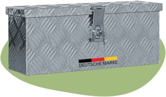 DELUKE® Aluminiumbox mit Deckel - Abschließbar | Alubox Deichselbox Alu Anhängerbox Werkzeugkiste Metall Transportbox Metallkiste, 48,5x14x20cm Silber