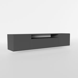 MEBLINI TV-Schrank 200cm Lang - Fernsehschrank - TV Lowboard Industrial - Unterschrank für Fernseher - TV-Unterschrank - TV-Schrank - Hängeschrank - LION - 200x41x40cm - Graphit Matt