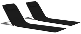 vidaXL Klappbare Strandmatte 2 Stk. Stahl und Stoff Schwarz 44328