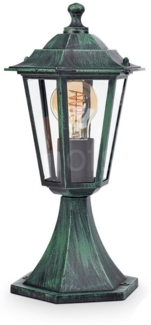 hofstein Pollerleuchte Sockelleuchte aus Metall/Glas in Schwarz-Grün/Klar, ohne Leuchtmittel, antiker Look Wegeleuchte, Gartenlampe, Gartenbeleuchtung IP44, 1 x E27