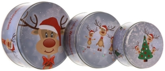 Annastore Vorratsdose 3-tlg. Set Gebäckdosen aus Metall für Weihnachten - Keksdosen, Plätzchendosen