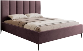 Selsey 'Masego' Polsterbett mit Bettkasten, Veloursbezug und Metallbeinen, Violett, 140x200 cm