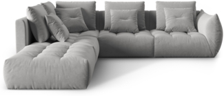 Micadoni Ecksofa Bloom 4-Sitzer Samt Grau Links