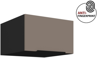Küchen Aufsatzschrank 60 cm ARIA Sandgrau ultra matt + Schwarz matt, hochwertige Fronten mit Anti Fingerprint Beschichtung Küchenzeile Küchenblock