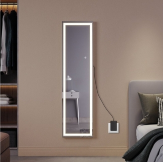 SONNI Ganzkörperspiegel Wandspiegel mit LED,1500 x 400mm, Standspiegel, mit Touch, Beleuchtung in 3 Farben, 2 Montagemöglichkeiten, Modern