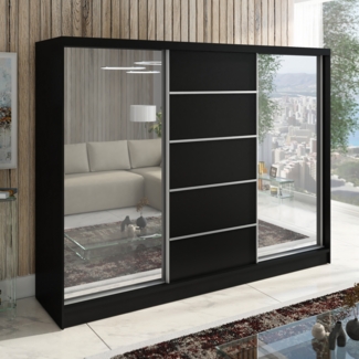 A&J MöbelLand Schwebetürenschrank TOP, 3-türig Schrank 200 cm mit Schubladen und Spiegel