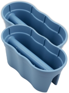 KHW | Flowerclip XL 2er-Set | Meerblau | Pflanzgefäße für Balkon- & Geländerbegrünung | wetterfest & UV-beständig | Zwei Pflanzkammern | für Geländer Ø bis 6 cm | dekorativ & stabil | Made in Germany