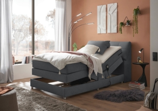 Boxspringbett Toulouse A von Ed Exciting Design Farbe Anthrazit – Motor, Stauraum & Relaxfunktion H2