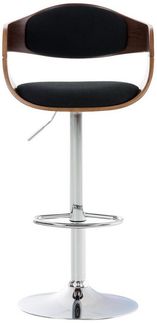 TPFLiving Barhocker höhenverstellbar (Barstuhl mit Rückenlehne - Hocker für Küche), 360° drehbar - Metall mit Chromoptik - Sitz: Stoff Walnuss/Schwarz