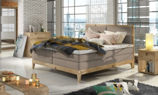 99rooms Cleta Boxspringbett Massiv Cappuccino 140x200