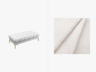 Micadoni Polsterbank Mamaia 2-Sitzer Boucle Baloo Weiß goldene Beine