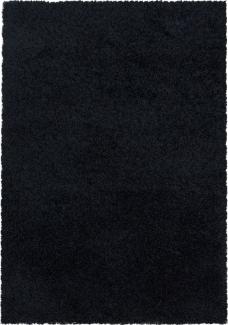 Hochflor Teppich Sima rechteckig - 240x340 cm - Schwarz