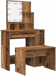 vidaXL Schminktisch-Set mit LED-Leuchten Altholz-Optik Holzwerkstoff 3329185