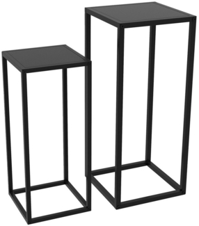 MC Star Blumenständer 2er-Set Pflanzenständer, Pflanzenhocker mit Stahlbeine (Skandinavischem Design, Blumenständer für Garten, Balkon, Schwarz)