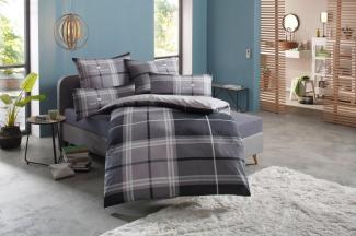 TOM TAILOR HOME Wendebettwäsche Eric in Gr. 135x200 oder 155x220 cm, Biber, 3 teilig, mit Reißverschluss, mit GRATIS-Zugabe: Sportbeutel aus 100% Baumwolle