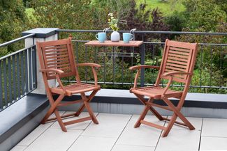 Cordoba Gartenmöbel Set 3tlg, 2 Klappsessel, Balkonhängetisch, Eukalyptus