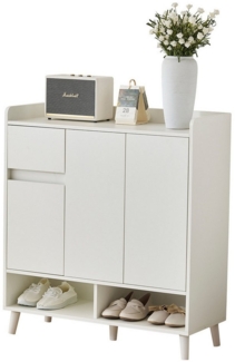 KLAM HOME Schuhschrank Schuhregal Kommode Sideboard mit verstellbaren Einlegeböden 99*35*90cm (für Single-Wohn- und Familiennutzung) mit Massivholzbeinen 1 Schublade Bietet Platz für 12 Paar Schuhe