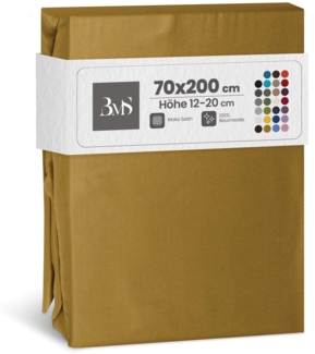 Bettwaesche-mit-Stil Mako-Satin Spannbettlaken gold 70x200cm