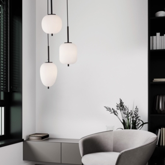 Nova Luce 9624078 LATO Pendelleuchte rund 3-flammig Schwarz Opal E14