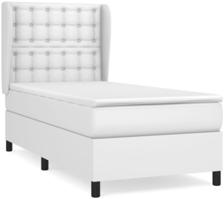 vidaXL Boxspringbett mit Matratze Weiß 90x200 cm Kunstleder 3129010