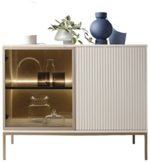 Compleo Kommode LINO (mit Fronten gefräst und gehärtetem Glas) Loft/Modern stil