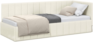 vidaXL Eckbettgestell mit Kopfteil Creme 80 cm x 200 cm Samt 42016294