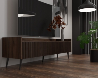 WFL GROUP Lowboard Arysa (erhältlich in 3 Größen – 120/150/180 cm Breit), griffloser TV-Schrank mit gerillte Fronten