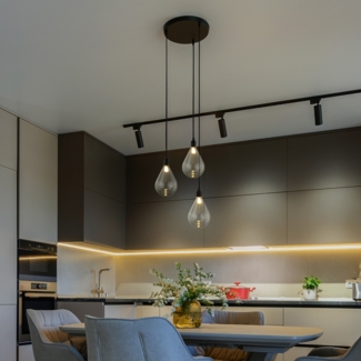 HOME DELUXE Hängeleuchte aus Glas CELIA Transparent - 3-flammig